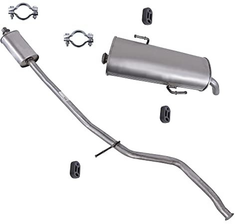 BESTPRICE Set di silenziatori di scarico 1x Silenziatore centrale, 1x Silenziatore posteriore, con materiale di montaggio Compatibile con PEUGEOT 206 CC (2D)