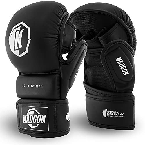 MADGON MMA Sparring Handschuhe aus bestem Material für Lange Haltbarkeit! Boxhandschuhe mit extra Dicker Polsterung für Sparring, Kampfsport, Boxen, Kickboxen, MMA - inkl Beutel!