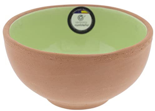 CERÁMICA RAMBLEÑA | Cuenco desayuno | Cuencos de aperitivo | Cuencos cocina | Bol cerámica decorado rústico Verde - Modelo 18 | 14x14x7 cm