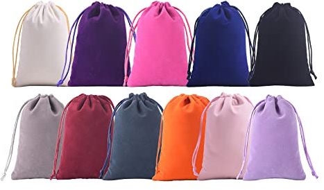 KONMAY Lot de 11 sacs en velours avec cordon de serrage, 13 x 18 cm, pochette à bijoux pour cadeaux, cadeaux de fête