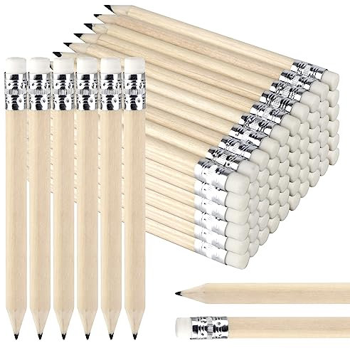 UOMTREO 34 Stück Golf Bleistifte mit Radiergummi, 4 Zoll Mini Bleistift kurze halbe Bleistifte Mini Holz Bleistifte vorgeschärft Runde Bleistifte für Vorschulkinder Kleinkinder