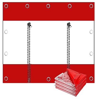 Zipper door transparent tarpaulin，Tarpaulin Side Panels，with Eyelet Waterproof PVC Soft Glass，0.5mm Two-color splicing，for Greenhouses, Patio, Garages Tent Side Panels ( Size : H2.3xW5.5m/H7.5xW18ft )