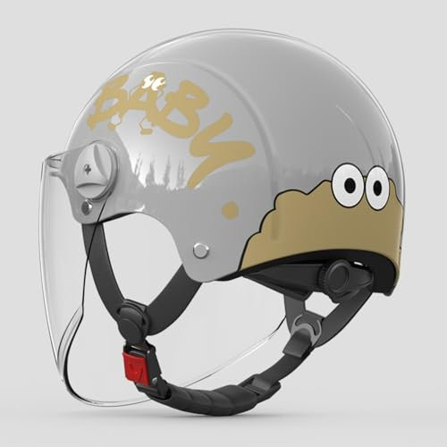 ECE-Zugelassener Niedlicher Kinder-Motorrad-Halbhelm, Retro-Kinder-Open-Face-Helme, 3/4-Jet-Helm, Roller-Moped-Sonnenschutzhelm Für Vier Jahreszeiten Z17,45-55CM
