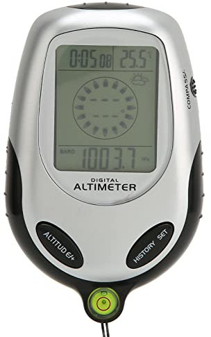 Barómetro Altímetro, LCD Digital Multifunción Brújula Altímetro Barómetro con Retroiluminación, Pronóstico del Tiempo Termómetro Reloj Calendario para Deportes Al Aire Libre