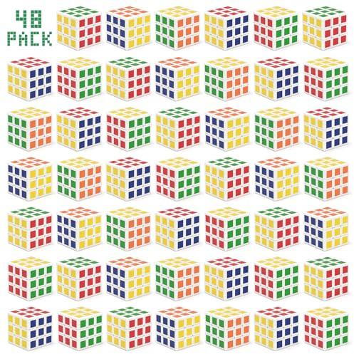 Vdealen 48 Pack Mini Cube Puzzle Party Favors for Kids, 3x3x3 Magic Cube School Rewards & Classroom Prize for Students, Birthday Party Favors Easter Valentines Day Stocking Stuffers Gifts for Kids