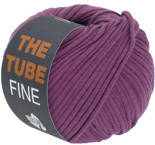 LANA GROSSA The Tube Fine | Dünnes, gefülltes Baumwollschlauchbändchen - ideal für Dekoartikel & Taschen | Handstrickgarn aus Baumwolle & Polyamid | 100g Wolle zum Stricken & Häkeln | 140m Garn FB122