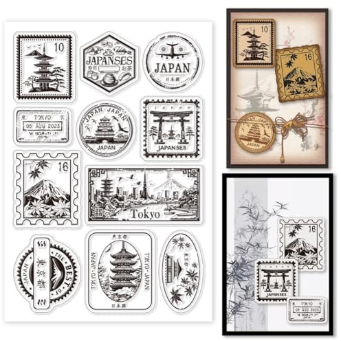 GLOBLELAND Sellos Transparentes De Silicona De Japón Tiket Fuji Sellos Transparentes De Silicona De Hojas De Arce De Otoño Sellos Transparentes Para Manualidades Álbumes De Recortes Tarjetas