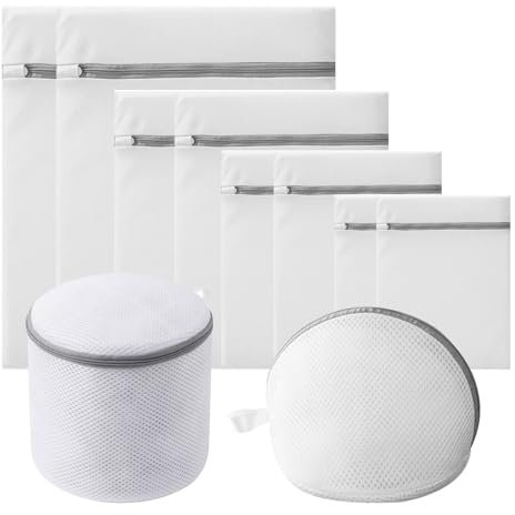 Fsaklaskdy 10 Pezzi Retina per Lavatrice, Sacchetti Lavatrice Biancheria, Sacchi Rete Biancheria, Rete Salvabucato con Cerniera Nascosta, Retine per Lavatrice Impedisce Vestiti Deformarsi e Sgualcirsi