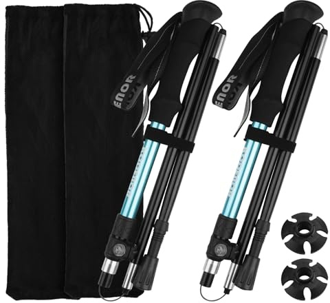 Noxtioanip 2 Piezas Bastones de Senderismo, Bastones Marcha Nordica de Aluminio, Bastones Trekking Plegables con Accesorios y Bolso, Ajustar la Longitud 108-135cm para Senderismo Alpinismo Trail Viaje