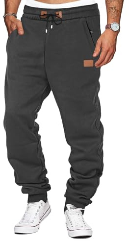 TARAINYA Joggingbyxor herr dragkedja, träningsbyxor bomull med dragsko | 50 % bomull, 45 % polyester, 5 % elastan, joggare, elastiskt midjeband med dragsko, elastisk, fritid, året runt
