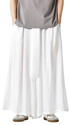 Gonna da uomo giapponesi morbidi pantaloni da yoga Hakama Kung Fu pantaloni con orlo ampio pantaloni a gamba larga Kendo Samurai Gonna pantaloni Wushu Kimono Pantaloni larghi cinesi Hip Hop Pantaloni