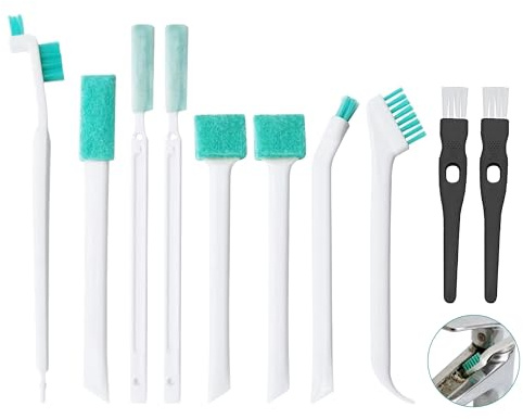 Juego de 10 cepillos de limpieza multifuncionales para espacios pequeños, kit de cepillo de precisión para ranuras de ventana, teclado, botella y cocina, herramientas de hogar para esquinas difíciles