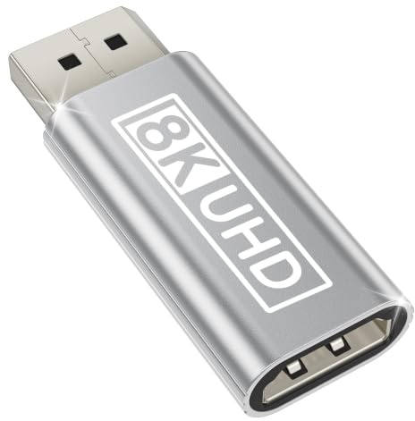 layajia Adaptador DisplayPort a HDMI 8K, Convertidor Unidireccional DP a HDMI Macho a Hembra 8K@60Hz/4K@240Hz/2K@240Hz/1080P@480Hz Compatible con HP, DELL, Proyector, Monitor, Portátil, GPU, NVIDIA