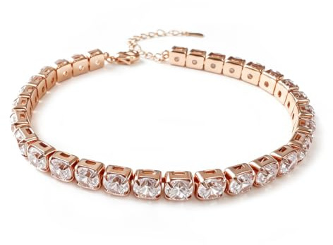 Tennisarmband med laboratorieodlad moissanit 5 mm, pläterat med 18K roséguld, justerbart guldfärgat damarmband – perfekt smyckespresent