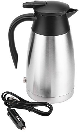 Car Heating Kettle 12/24V Water Heater Bottle 1000ML 304 Stainless Steel Electric Mug Kettle for Van Travel Camping Lorry Truck, Food-grade Silicone and Antirust