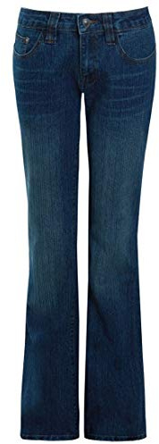 SS7 Womens Mid Blue Relaxed Fit Flared Denim Jeans