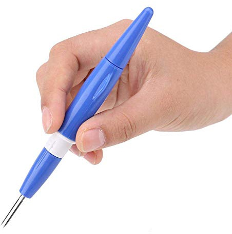Punch Needle Tool Embroidery Felting Needle Punch Pen with 3 Fine Needles Set Tool for DIY Craft (Blue) Russian Poking Sets
