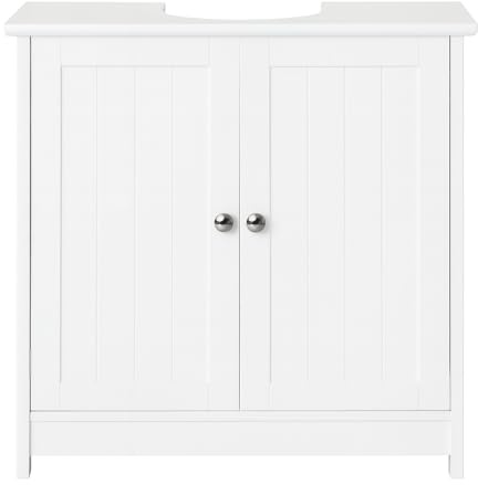 raxter Under‑Sink Bathroom Cabinet, Black Freestanding Under‑Basin Cupboard with 2 Shelves & Shutter‑Style Doors – Compact Storage Unit