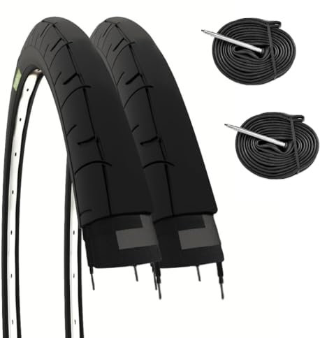 ECOVELO Unisex – Erwachsene Reifen 700x23c Rennradreifen, Schwarz, Camere Con Valvola 48 mm