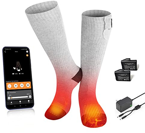 BARCHI HEAT Uppvärmda strumpor för män och kvinnor, uppladdningsbara elektriska uppvärmda strumpor, vinterfotvärmare, lämpliga för skidåkning, cykling, fiske, jakt etc.