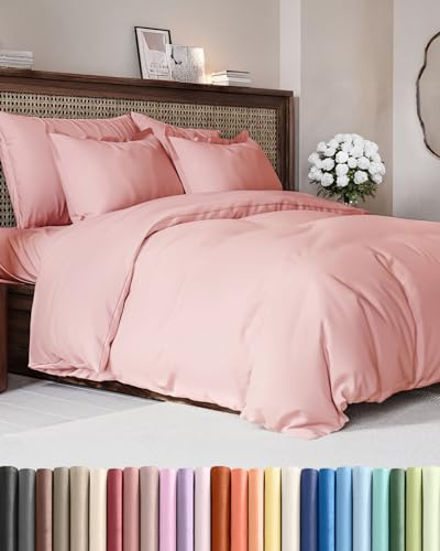 Duvet Cover Full Size - Soft 3 Piece with Zipper Closure - Baby Pink