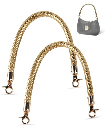 MEGAVOW 2 st Utbytbara Väskremmar med Flätat Handtag, Handväskremmar i PU-läder, Axelrem med Metallkrok, DIY-tillbehör för Väskor