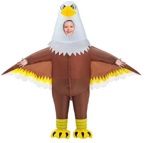 Poptrend Costume gonflable d'aigle pour adultes et enfants, costume d'aigle d'Halloween pour hommes et femmes, costume d'oiseau, costume d'animal, déguisement amusant, costumes gonflables (Enfant)