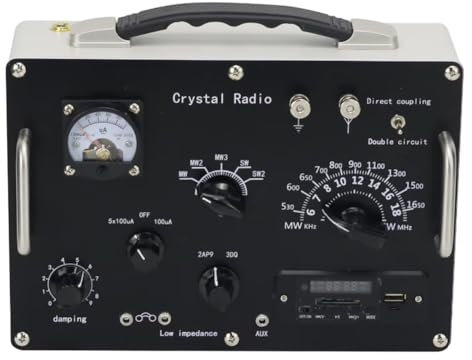 Qussedser Crystal Radio Medium Wave & Shortwave Retro Crystal Radio with FM Radio & MP3 Music Player Module