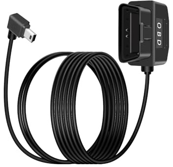 YANBORONSN OBD strömkabel för Dash Camera, OBD2 till 90 graders USB miniadapter hardwire laddningskabel med strömbrytarknapp 24 timmars övervakning och Acc 2 läge 12–24 V till 5 V/3 A (3,5/11,5 FT)