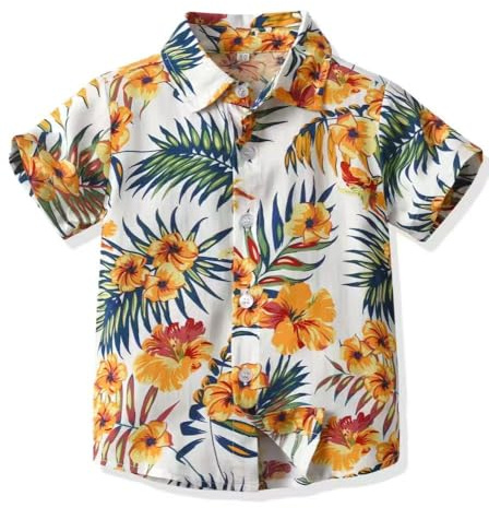 Yanmucy Chemise hawaïenne pour Homme et garçon père et Fils Assortis à imprimé Floral en Coton Chemise décontractée Parent-Enfant vêtements d'été