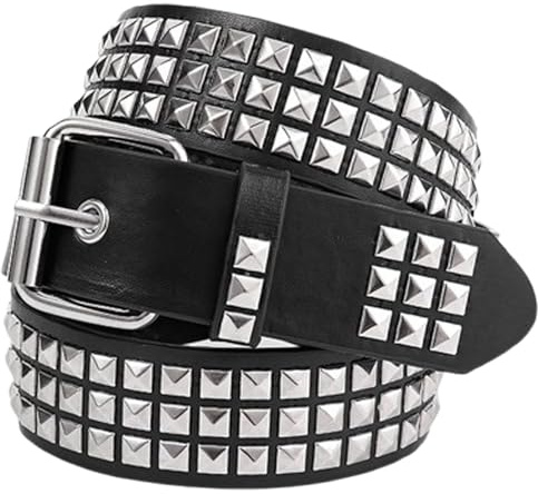 Black Pyramid Studded Belt Metal Punk Rock Rivet Belt Grommet Leather Belts Emo Goth Cool Gothic Belts