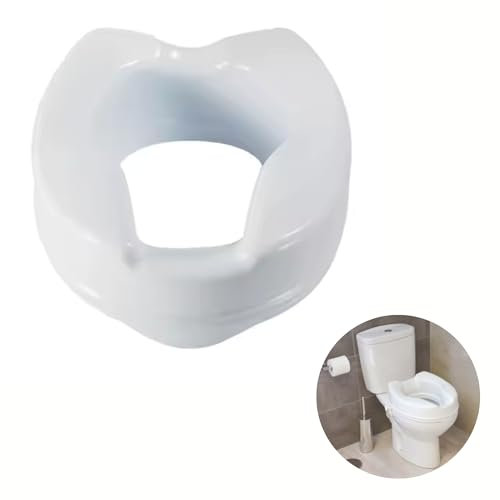 EURI Élévateur WC universel pour adulte 10 cm avec couvercle, système à crochet, compatible avec les toilettes ovales, idéal pour les personnes âgées et à mobilité réduite