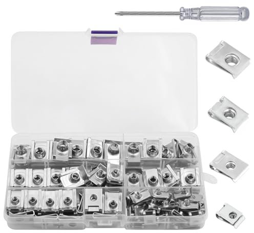 Lot de 100 écrous en tôle de type U avec tournevis cruciforme, M4/M5/M6/M8, assortiment d'écrous à tôle filetés en acier inoxydable, kit de clips pour vis de carrosserie de voiture