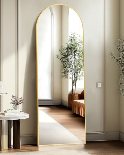 TRAHOME Arched Full Length Mirror, 56x15 Standing Body Mirror for Wall, with Aluminum Alloy Frame for Bedroom, Living Room, Dressing Room(Gold)