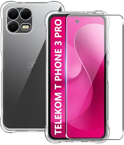 FDHYFGDY Hülle für Telekom T Phone 3 Pro Handyhülle + 1x Schutzfolie, Transparente Silikon Schutzhülle, Anti-Kratzer, Anti-Vergilbung und Stoßfest,Dünne, Weiche, Transparente TPU Case