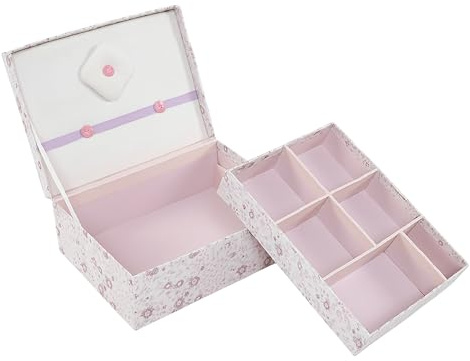 TIENDA EURASIA – Caja Costura | Bandeja de 6 Departamentos | Material Cartón | Estampado Multicolor | Medidas 20x15x8 cm | Forma Horizontal (Floral)