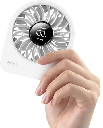 Aecooly Mini Portable Fan, Small Enough to Hold USB Desk Fan, 4 Speeds Quiet Rechargeable [11H Max Cooling Time], 180° Adjustable Battery Powered Personal for Travel, Office, Gifts for Women -White