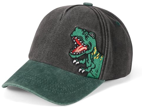 QKURT Kids Baseball Cap Dinosaur Sun Hat, Summer Bucket Hat Children Sun Protection Baseball Cap Toddler Adjustable Fisherman Hats Beach Caps Outdoor Play Hats 2-8 Years Old Boys Girls Sports Caps