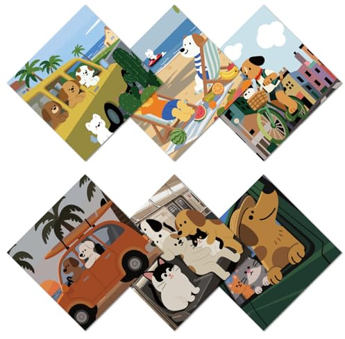 CREATCABIN 6 Chiffon Nettoyage pour Lunettes Chien Microfibre Réutilisable Épais Doux Multicolore Lavable pour Lunettes Objectifs D'Appareil Photo Écrans D'Ordinateurs Portables Téléphones 16x16cm