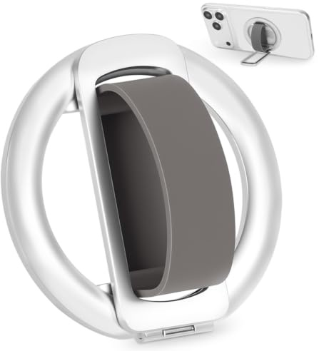 OFFCUP Magnetisk mobilringhållare för Magsafe, mjukt silikongrepp, mobilring för Magsafe med metallringar kompatibel med iPhone 17/16/15/14/13/12-serien, silver