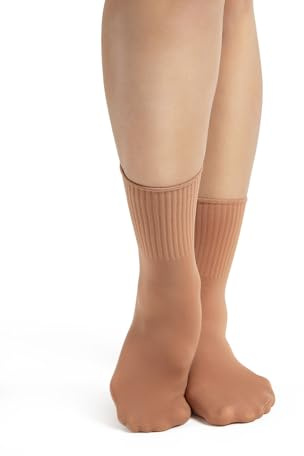 Capezio Acanalado Calcetín de Ballet, Suntan, Talla única para Mujer