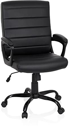 hjh OFFICE 738112 Drehstuhl ERGOSMOOTH Big Kunstleder Schwarz Bürostuhl Chefsessel dick gepolstert mit Wippfunktion
