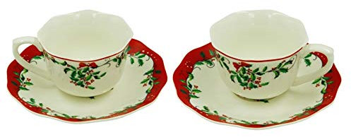 Royal Family Set 2 tazzine caffè porcellana decoro natalizio in brillante e resistente porcellana modello “Christmas” - colazione di Natale