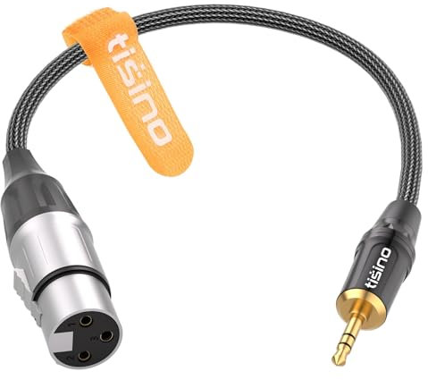 tisino Adaptador de cable equilibrado XLR a 3,5 mm Jack, XLR hembra a mini jack de 1/8 pulgadas, cable de auxiliar para micrófonos de escopeta o condensador, 30 cm