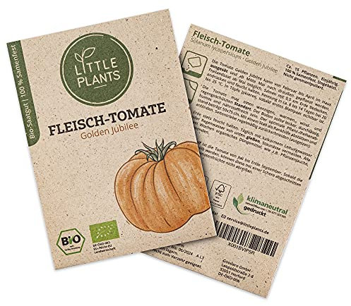 Little Plants BIO Tomatensamen Golden Jubilee, 15 Tomaten Samen, hohe Keimrate, 100% Natürlich, BIO Samen Fleischtomate für Gemüsegarten Tomaten Hochbeet – BIO Tomate Samen Nachhaltig