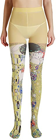 Sahabowi Women Tights, Opaque High Waist Pantyhose, Vintage Control Top Stockings(LW2021041118, 3D Kiss Pattern, 1pcs)