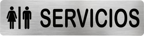 MovilCom® - Señal de acero inoxidable SERVICIOS HOMBRE/MUJER | Placa puerta | Señal informativa | Cartel Puerta 200X50mm