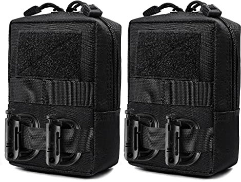 Molle Tasche klein EDC Taktische Pouch gürteltasche Bag für Herren molle Bag EDC zubehör (Schwarz 2er)
