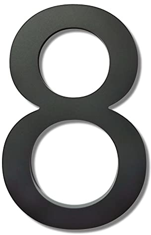 Ywonoby Numero civico esterno- 200mm -grande numero civico esterno galleggiante 3D moderno - resistente alle intemperie e facile da installare - realizzato in acrilico di alta qualità, numero nero(8)