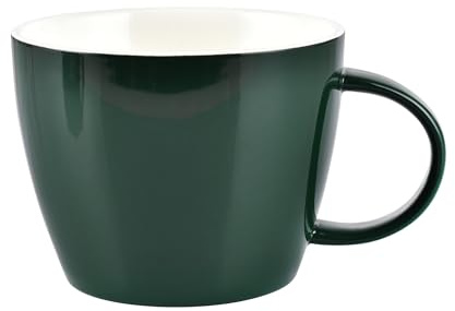fMSDD Riesiger Keramikbecher 30 Flüssigunzen für schnelle Kaffeepausen im Büro oder zwangloses Frühstück mit Müsli zu Hause, mikrowellen- und spülmaschinenfest, innen weiß, außen grün glasiert